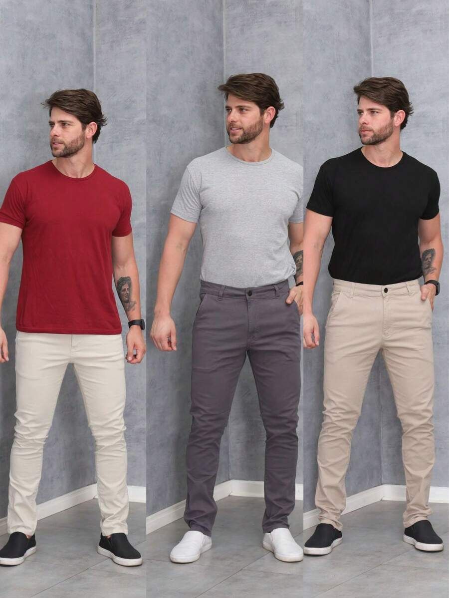 [COMPRE 2, LEVE 4] Kit Calças Sarja com Elastano