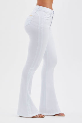 [COMPRE 1 LEVE 2] Calça Jeans Mega Bumbum Flare Milagrosa Cós Médio Branca