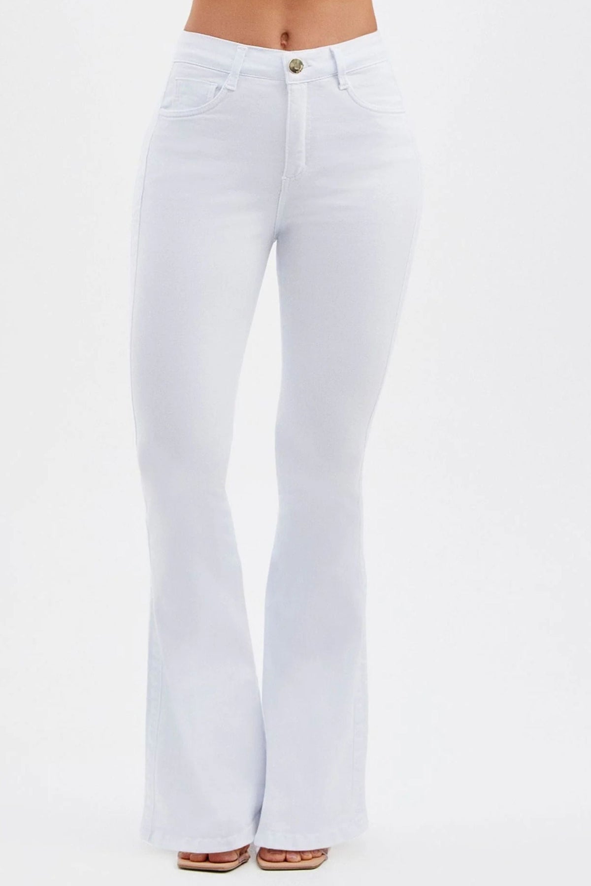 [COMPRE 1 LEVE 2] Calça Jeans Mega Bumbum Flare Milagrosa Cós Médio Branca